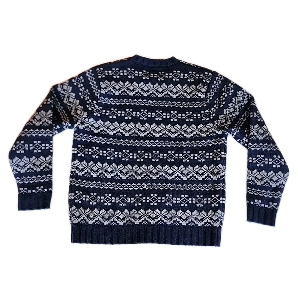 Schott Bros Pullover Sweater Nordic Fair Isle Heavy Chunky Ski Blue Mens Sz XL - Picture 3 of 9